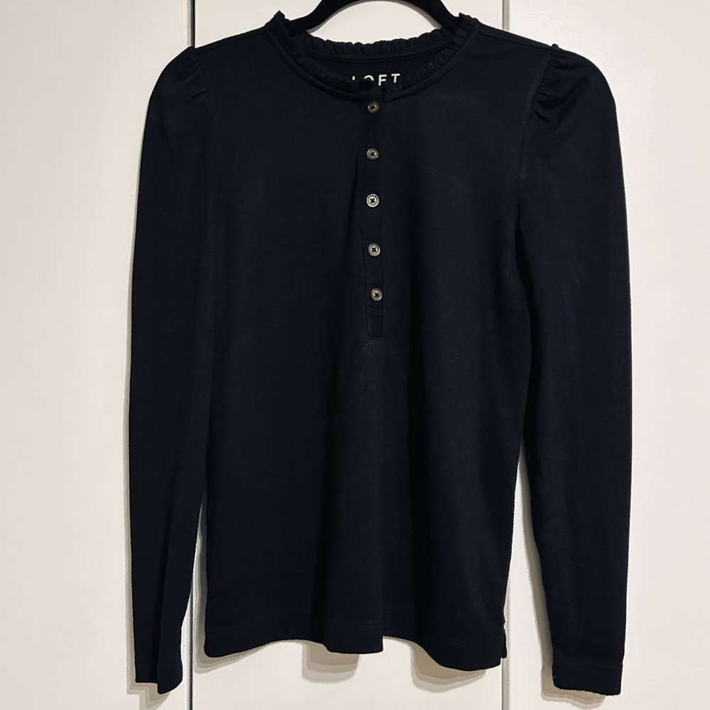 Loft Ruffle Henley Top - Picture 3 of 4